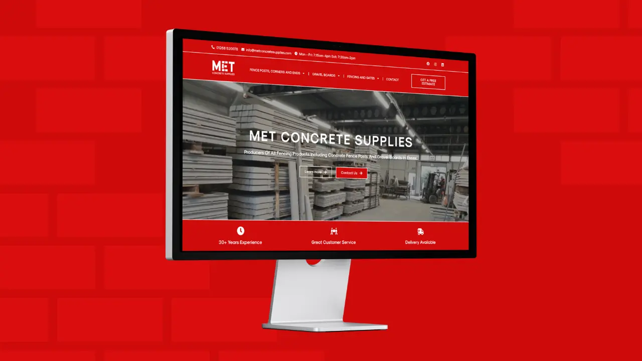 Met Concrete Supplies Web Development Mockup